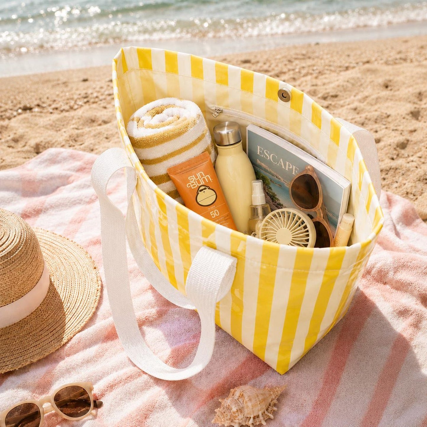 Custom Name Tote Bag, Personalized Embroidered Beach Bag