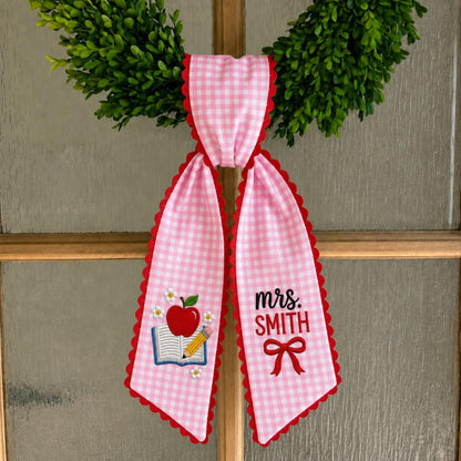 Personalized Teacher Door Sash, Classroom Door Sign Wreath Sash