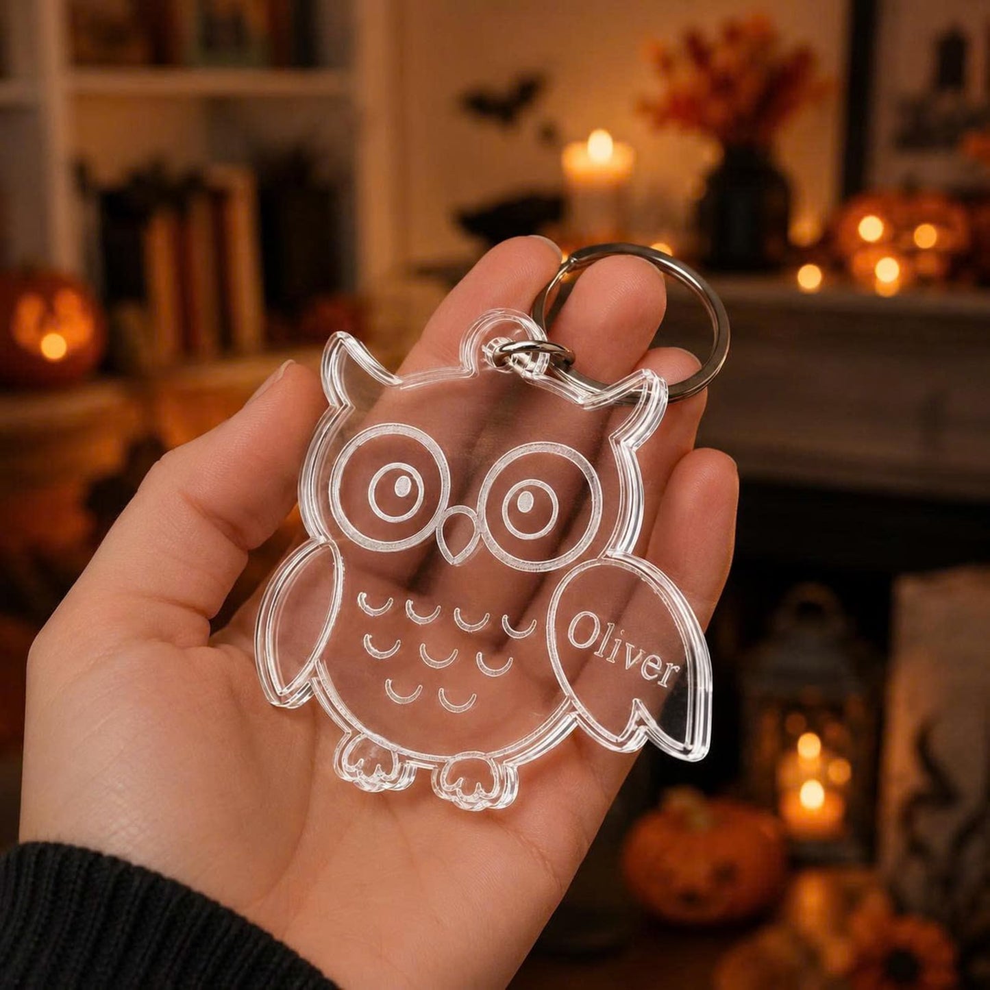 Personalized Halloween Acrylic Keychain, Custom Name Bag Charm, Trick or Treat Tag