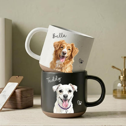 Personalized Watercolor Photo Pet Pottery Mug,Pet Portrait Coffee Cup Gift For Cat Dog Lovers