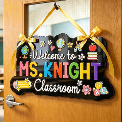 Personalized Teacher Door Sign, Custom Classroom Door Hanger, Teacher Name Sign