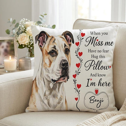 Pet Memorial Pillow with Custom Portrait & Personalised Name