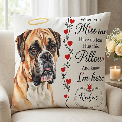 Pet Memorial Pillow with Custom Portrait & Personalised Name