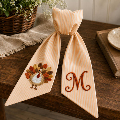 Thanksgiving Wreath Sash, Personalized Pumpkin Monogram Door Sash