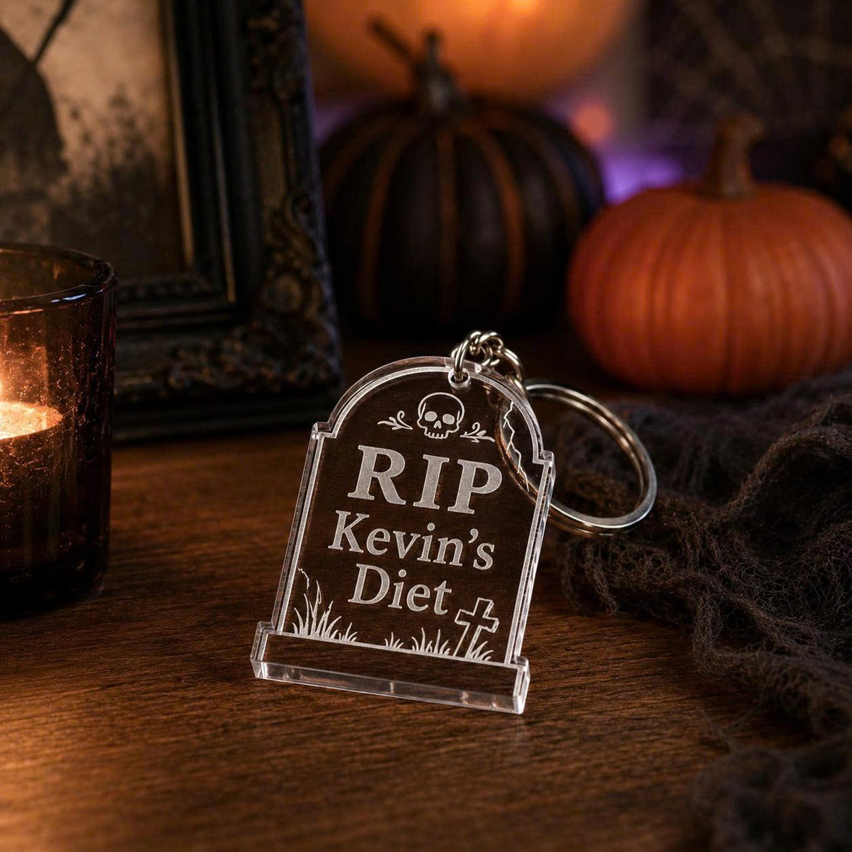 Personalized Halloween Acrylic Keychain, Custom Name Bag Charm, Trick or Treat Tag