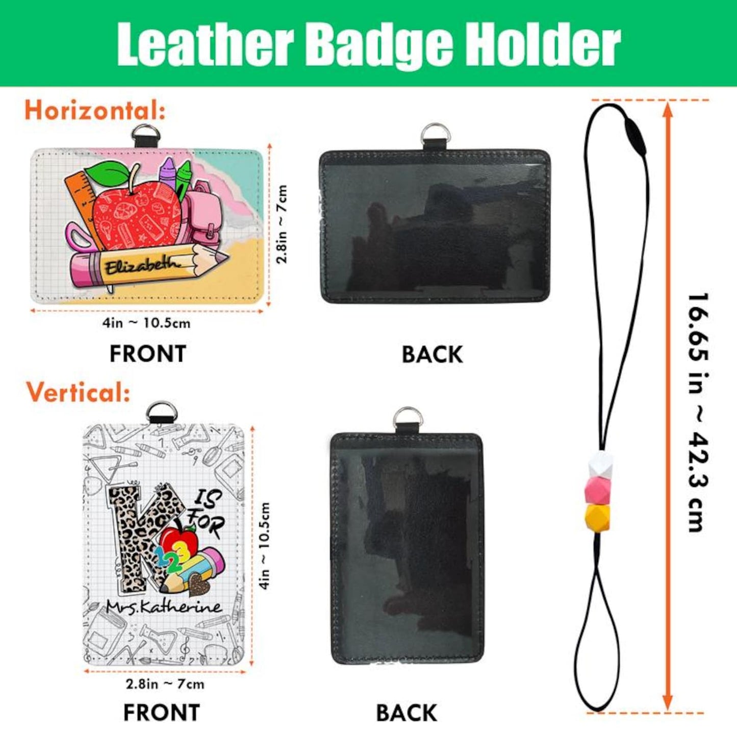 Custom Portrait Teacher Badge Holder, Personalized Cartoon Avatar ID Card Holder