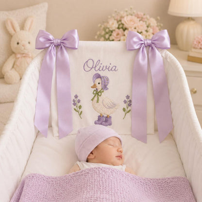 Embroidered Baby Name Banner, Custom Nursery Door Sign, Baby Announcement Banner Hospital Door Sign
