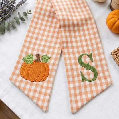 Custom Pumpkin Fall Wreath Sash, Fall Wreath Scarf with Initial