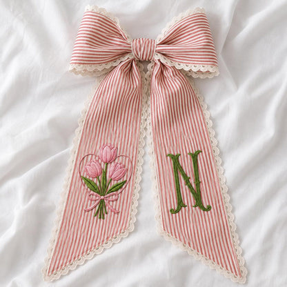 Personalized Tulip Monogram Sash, Ribbon Wreath Decor
