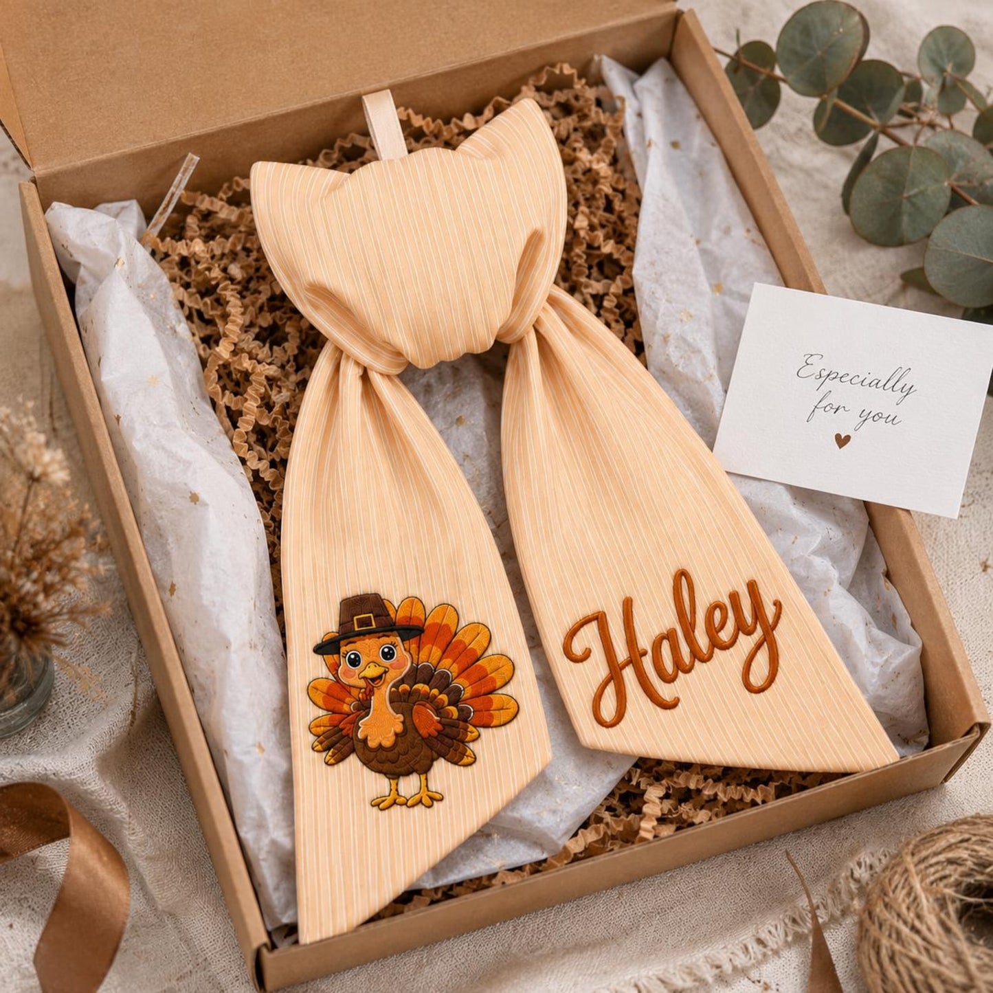 Thanksgiving Wreath Sash, Personalized Pumpkin Monogram Door Sash