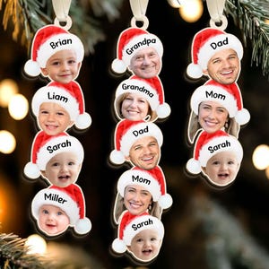Custom Photo Funny Face Family Ornament, Acrylic Christmas Ornament
