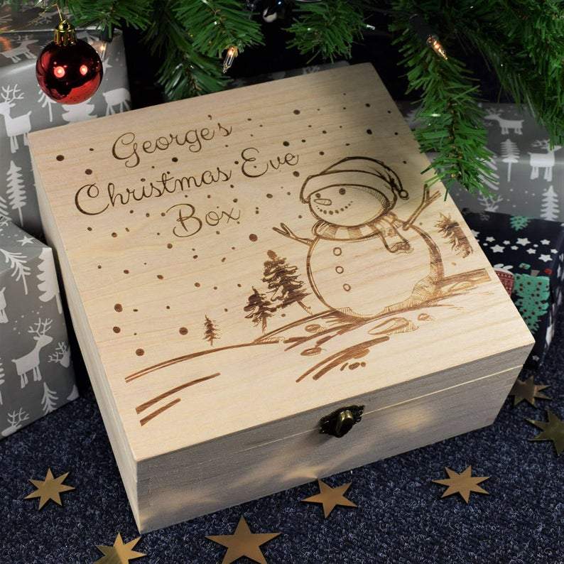 Engraved Christmas Eve Box-Wooden Christmas Box for Children