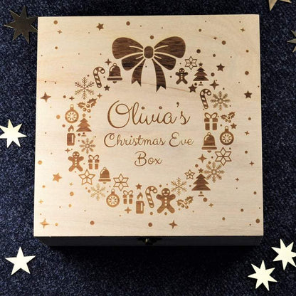 Engraved Christmas Eve Box-Wooden Christmas Box for Children