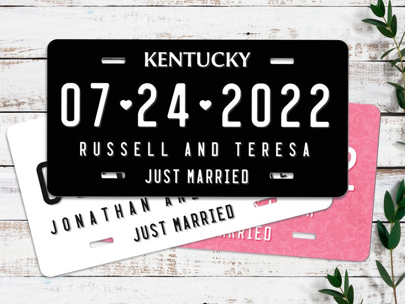 Wedding License Plate - Just Married Mr and Mrs