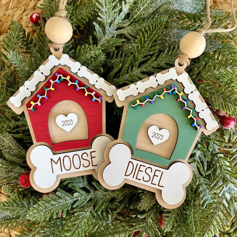 Custom Pet Ornament, Dog Ornament, Dog House Ornament