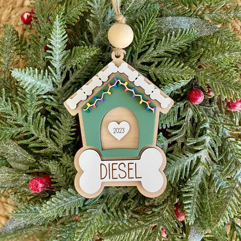 Custom Pet Ornament, Dog Ornament, Dog House Ornament