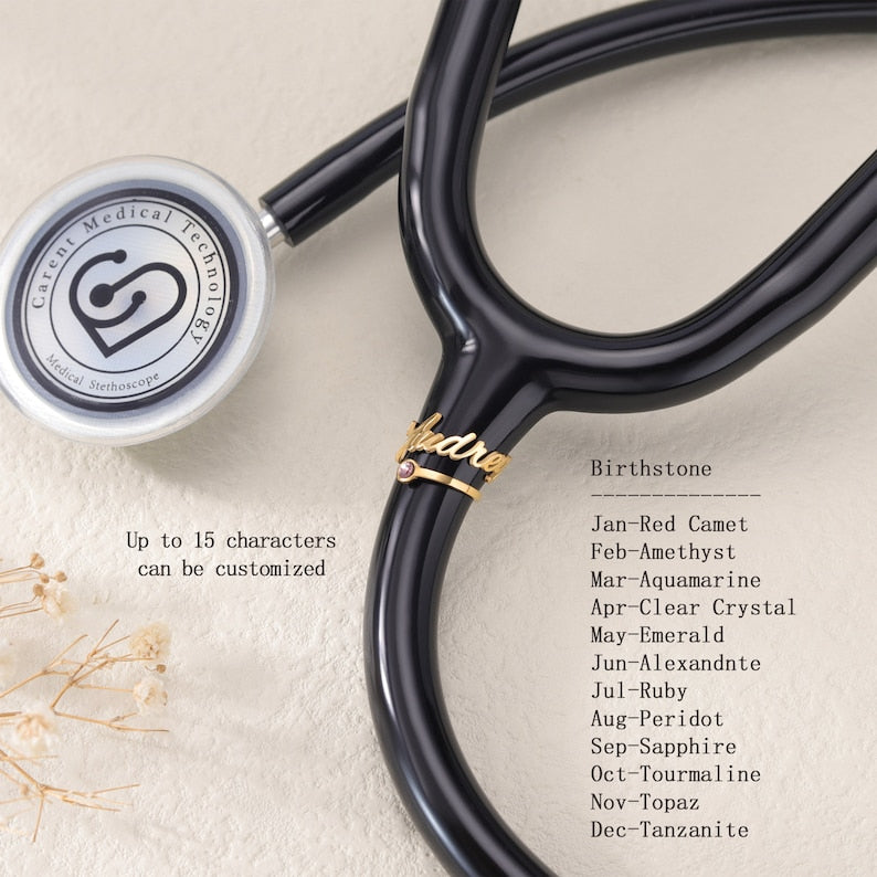 Stethoscope Personalized Name Tag with Birthflower