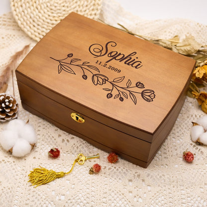 Personalized Wooden Jewelry Box, Customized Retro Jewelry Box