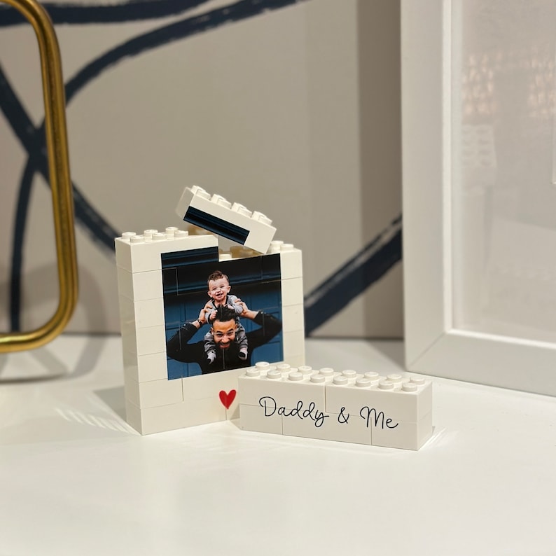 Personalised Daddy & Me  Brick Photo block, Gift for Dad