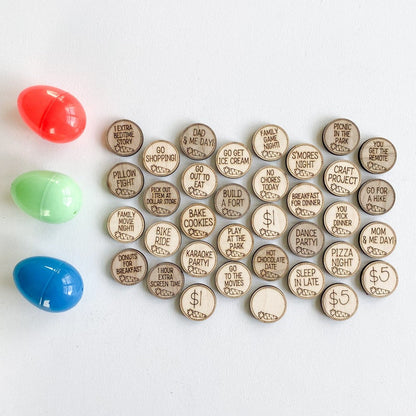 Easter Egg Tokens | 35 Easter Egg Fillers | Wooden Tokens
