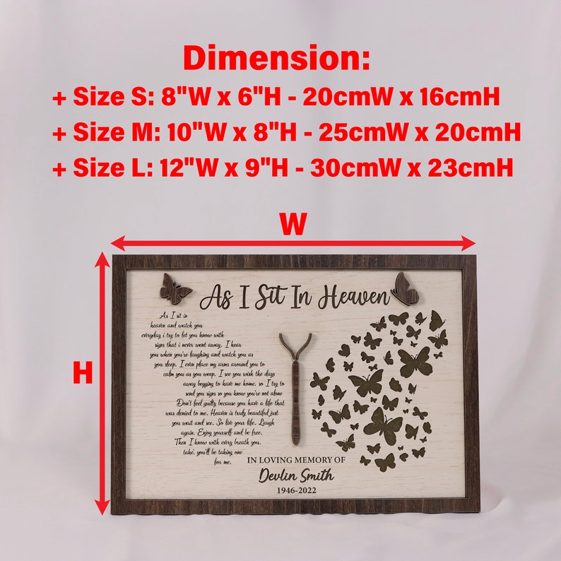 As I Sit in Heaven Wooden Memorial Wood Plaque, Mom Butterfly Memorial Gift