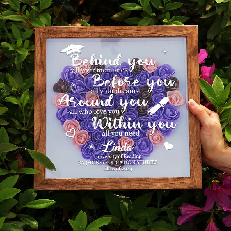 Personalized Graduation Shadow Flower Box, Graduation Gifts
