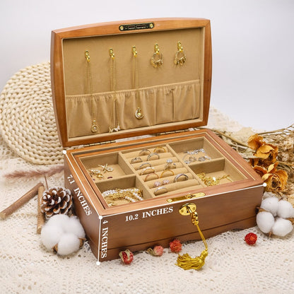 Personalized Wooden Jewelry Box, Customized Retro Jewelry Box