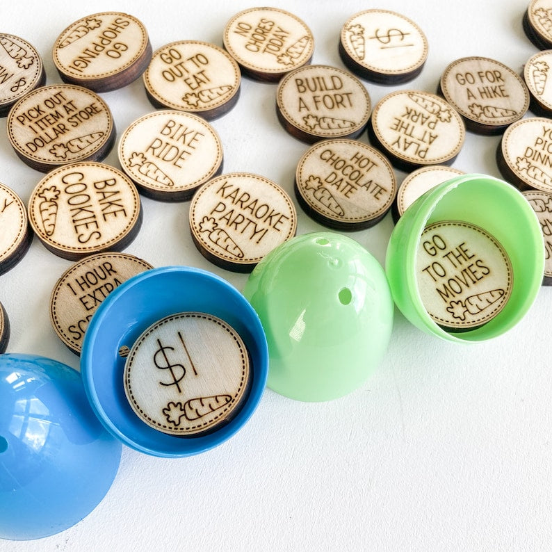 Easter Egg Tokens | 35 Easter Egg Fillers | Wooden Tokens