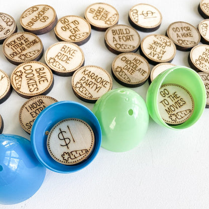 Easter Egg Tokens | 35 Easter Egg Fillers | Wooden Tokens