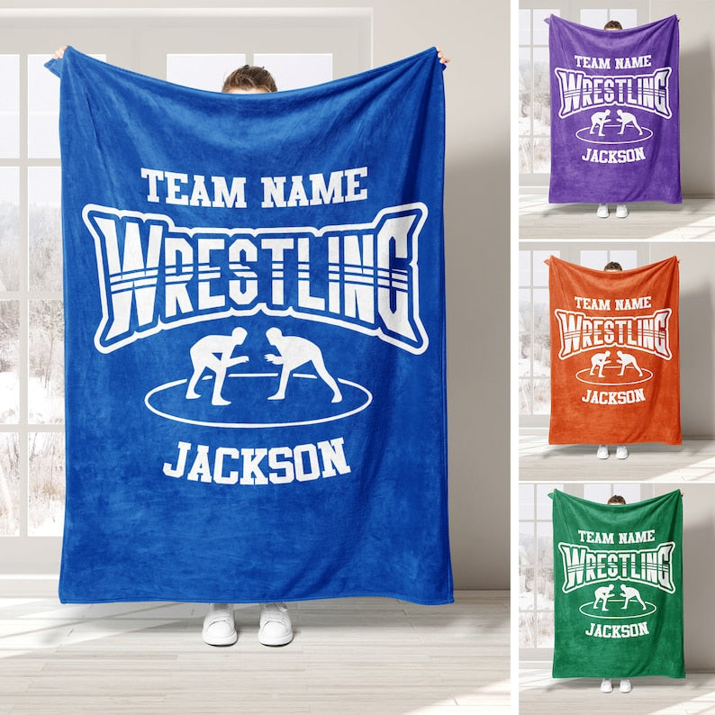 Personalized Wrestling Blanket, Custom Name Blankets