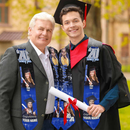 Custom Graduation Stole with photos, Your School Colors Personalized Stole
