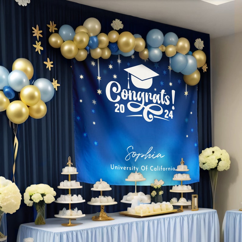 Custom Graduation Party Decor 2026, Party Backdrop Large Banner for Class