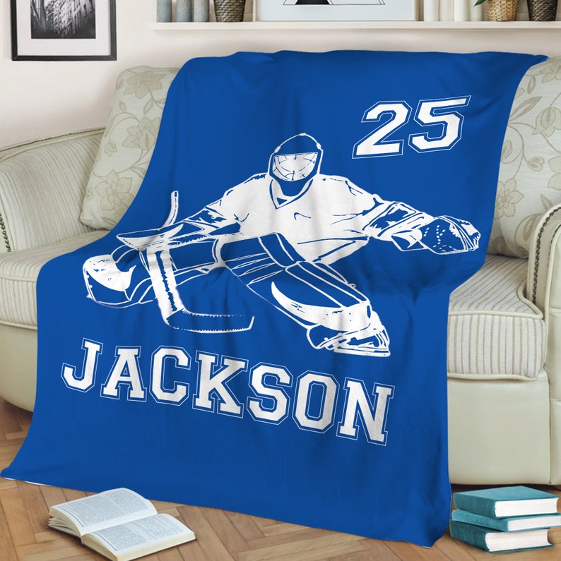 Personalized Hockey Blanket, Custom Name Number Blankets