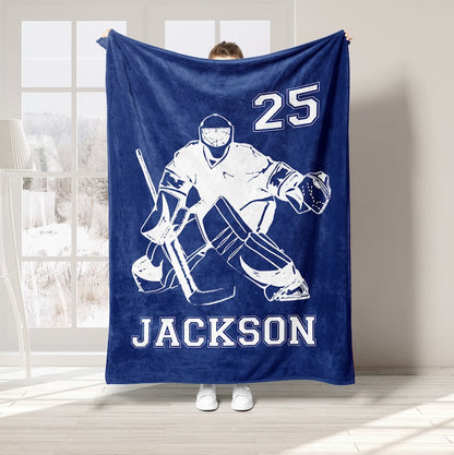 Personalized Hockey Blanket, Custom Name Number Blankets