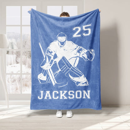 Personalized Hockey Blanket, Custom Name Number Blankets