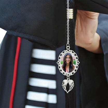 Custom Graduation Tassel Photo&Text Charm with Angel Wing