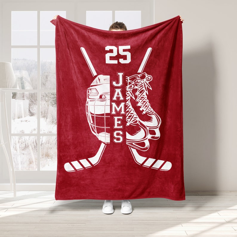 Personalized Hockey Blanket, Custom Name Number  Blankets