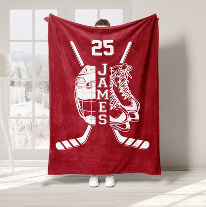 Personalized Hockey Blanket, Custom Name Number  Blankets