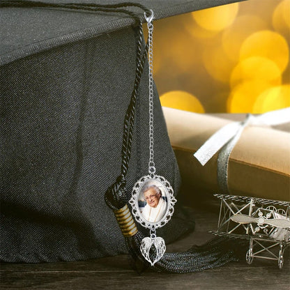 Custom Graduation Tassel Photo&Text Charm with Angel Wing