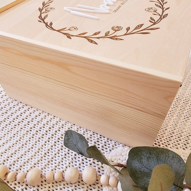 Memory box, Wooden keepsake box, Custom memory box, New baby box