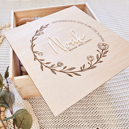 Memory box, Wooden keepsake box, Custom memory box, New baby box