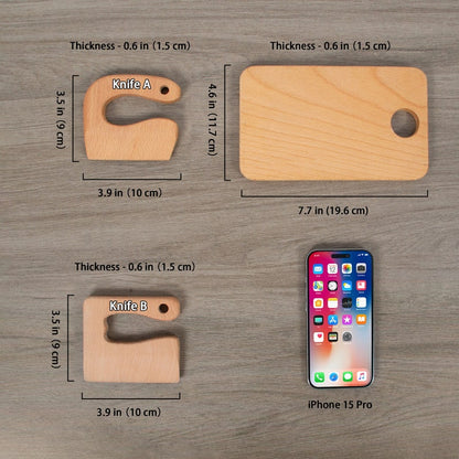 Engraved Wooden Kids Knife and Cutting Board