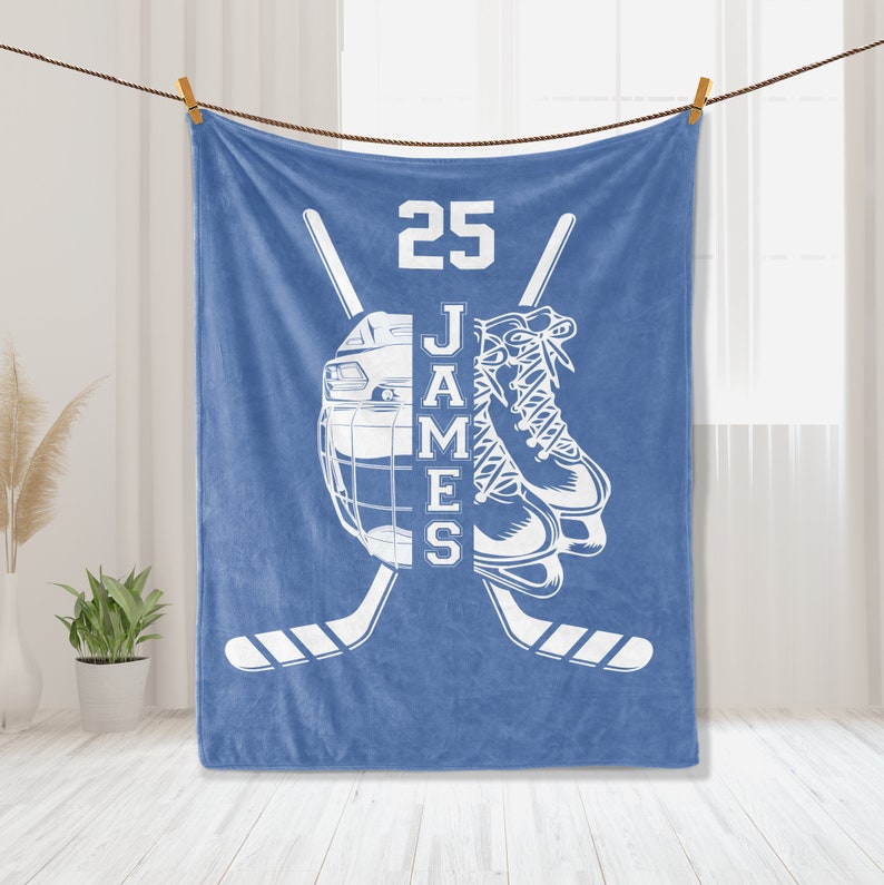 Personalized Hockey Blanket, Custom Name Number  Blankets