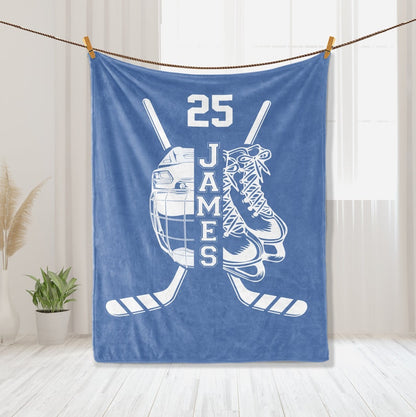 Personalized Hockey Blanket, Custom Name Number  Blankets