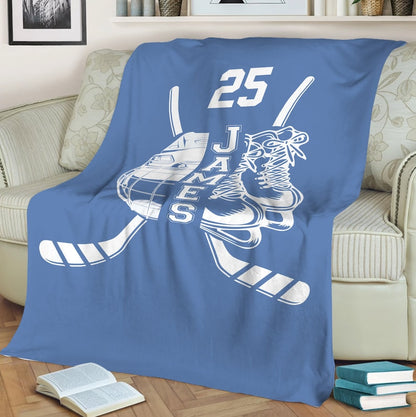Personalized Hockey Blanket, Custom Name Number  Blankets