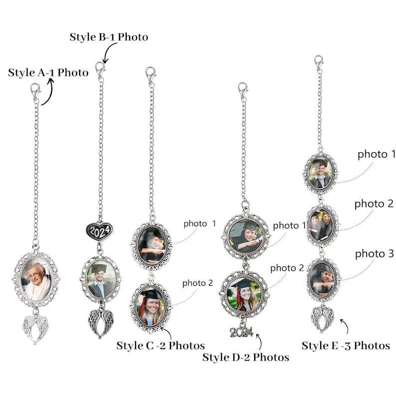 Custom Graduation Tassel Photo&Text Charm with Angel Wing