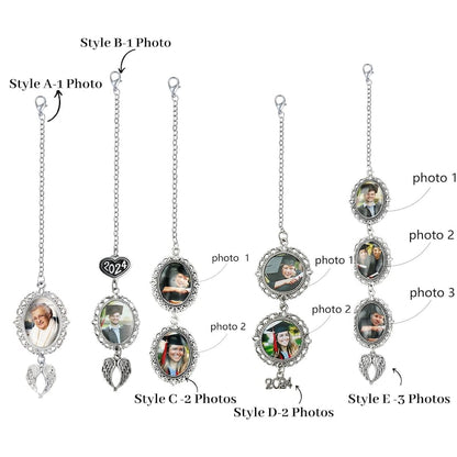 Custom Graduation Tassel Photo&Text Charm with Angel Wing