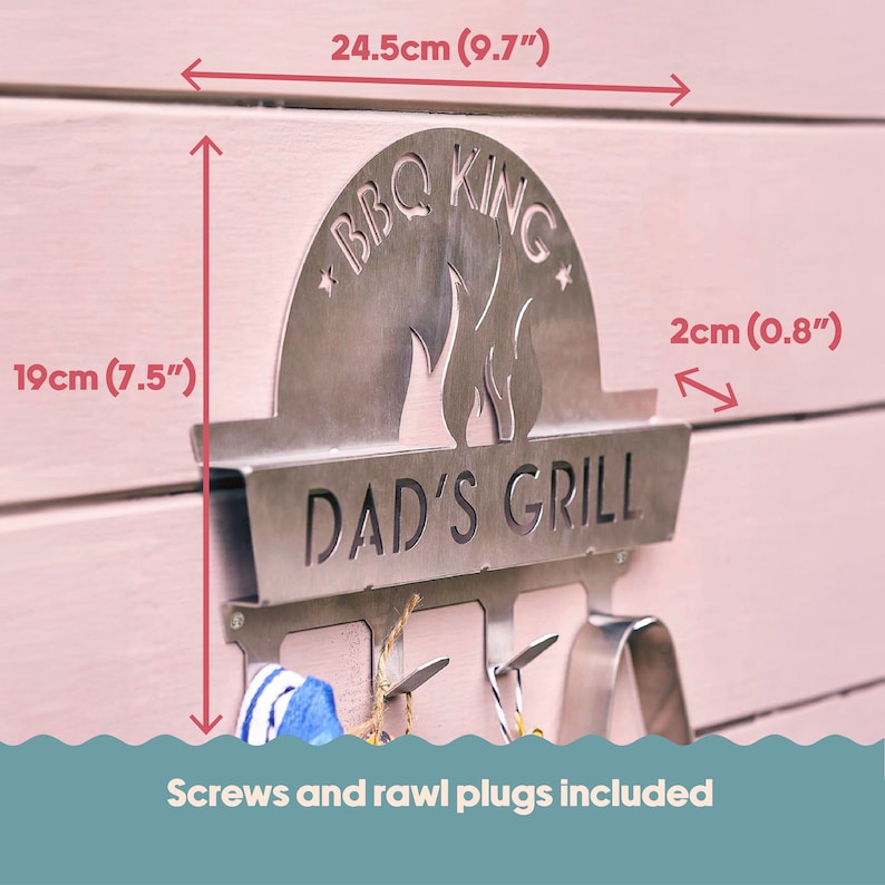 Personalised Stainless Steel BBQ Tool Rack Grill Accessory