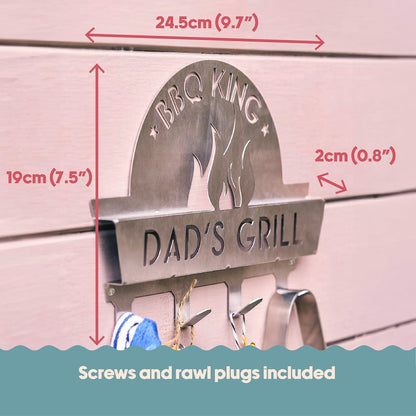 Personalised Stainless Steel BBQ Tool Rack Grill Accessory