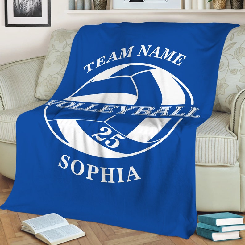 Personalized Volleyball Blanket, Custom Name Number Soft Cozy Sherpa Fleece Throw Blankets